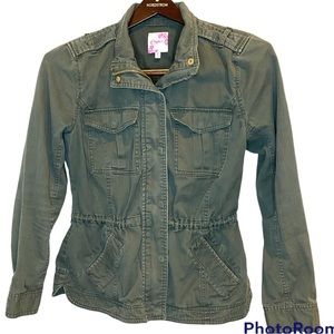 Candies Military Utility Jacket Cargo Size L Olive Fall Trendy Grunge 90s Retro